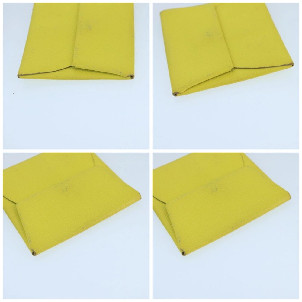 HERMES Bastia Coin Purse Leather Yellow Silver Auth ar12907 - Picture 16 of 16